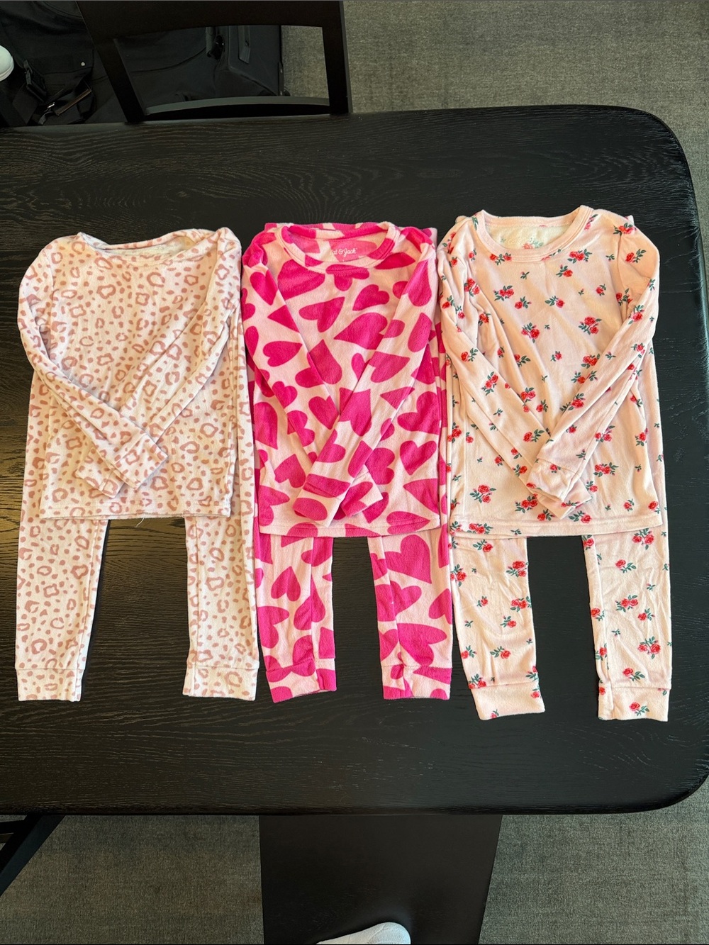 Girls' Cat & Jack Plush Pink 3 Pack Long Sleeve Pajama Set